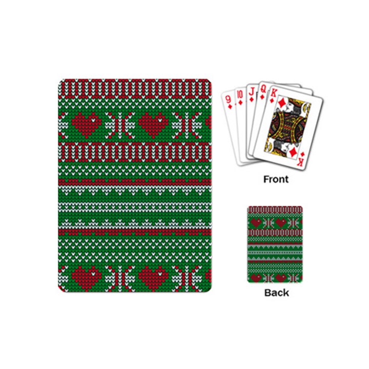 Knitted Christmas Pattern Green Red Playing Cards Single Design (Mini)