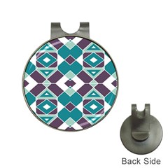 Teal And Plum Geometric Pattern Hat Clips With Golf Markers by mccallacoulture