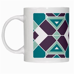 Teal And Plum Geometric Pattern White Mugs by mccallacoulture