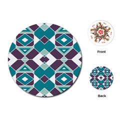 Teal And Plum Geometric Pattern Playing Cards Single Design (round) by mccallacoulture