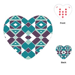 Teal And Plum Geometric Pattern Playing Cards Single Design (heart) by mccallacoulture