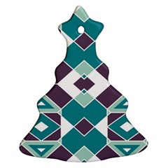 Teal And Plum Geometric Pattern Christmas Tree Ornament (two Sides) by mccallacoulture