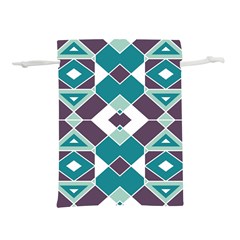 Teal And Plum Geometric Pattern Lightweight Drawstring Pouch (l)