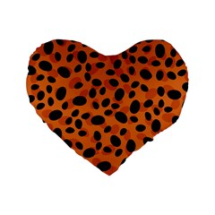 Orange Cheetah Animal Print Standard 16  Premium Heart Shape Cushions