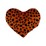 Orange Cheetah Animal Print Standard 16  Premium Heart Shape Cushions Front