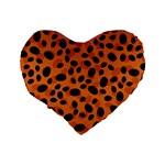 Orange Cheetah Animal Print Standard 16  Premium Heart Shape Cushions Back