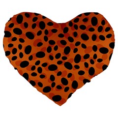 Orange Cheetah Animal Print Large 19  Premium Heart Shape Cushions by mccallacoulture