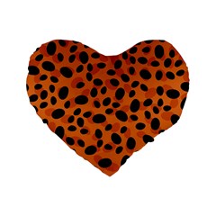 Orange Cheetah Animal Print Standard 16  Premium Flano Heart Shape Cushions by mccallacoulture