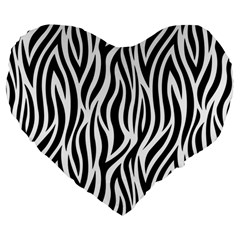 Thin Zebra Animal Print Large 19  Premium Heart Shape Cushions by mccallacoulture
