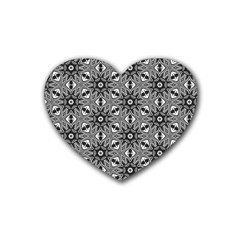 Black And White Pattern Rubber Coaster (heart)  by HermanTelo