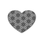 Black And White Pattern Rubber Coaster (Heart)  Front