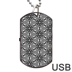 Black And White Pattern Dog Tag Usb Flash (one Side) by HermanTelo