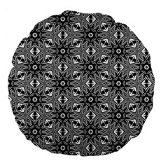Black And White Pattern Large 18  Premium Flano Round Cushions