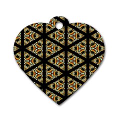 Pattern Stained Glass Triangles Dog Tag Heart (one Side) by HermanTelo