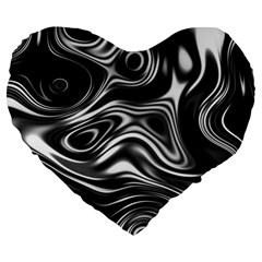 Wave Abstract Lines Large 19  Premium Flano Heart Shape Cushions by HermanTelo