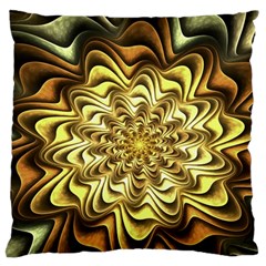 Fractal Flower Petals Gold Large Cushion Case (two Sides) by HermanTelo