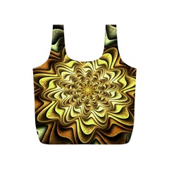 Fractal Flower Petals Gold Full Print Recycle Bag (s) by HermanTelo