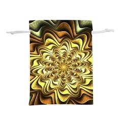 Fractal Flower Petals Gold Lightweight Drawstring Pouch (m) by HermanTelo