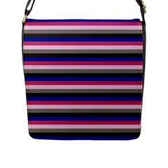 Stripey 9 Flap Closure Messenger Bag (l) by anthromahe