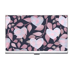 Navy Floral Hearts Business Card Holder