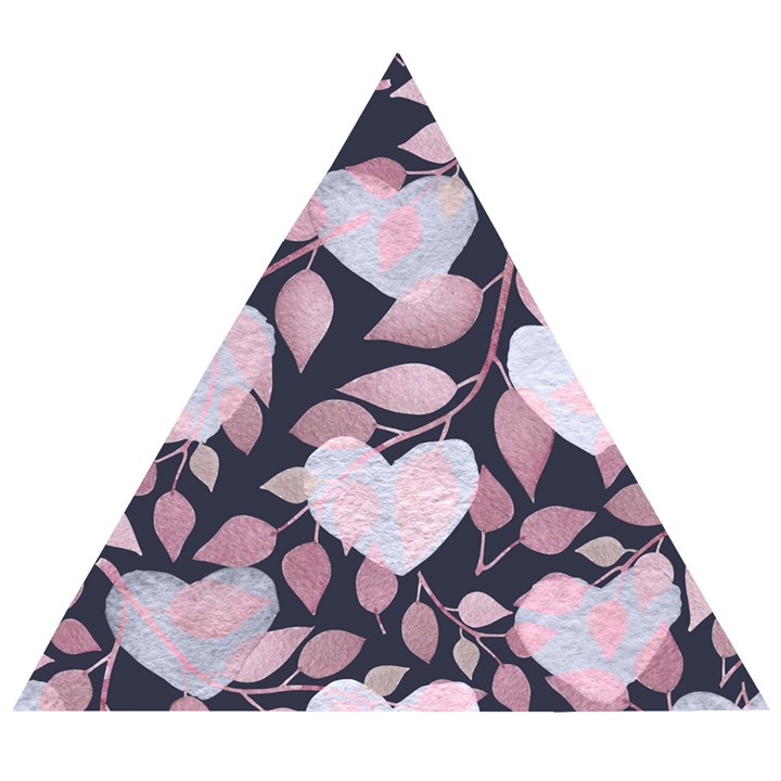 Navy Floral Hearts Wooden Puzzle Triangle