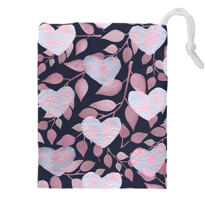 Navy Floral Hearts Drawstring Pouch (5XL)