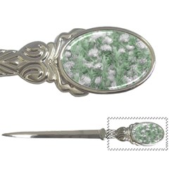 Green And White Textured Botanical Motif Manipulated Photo Letter Opener by dflcprintsclothing