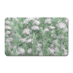 Green And White Textured Botanical Motif Manipulated Photo Magnet (rectangular) by dflcprintsclothing