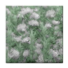 Green And White Textured Botanical Motif Manipulated Photo Face Towel by dflcprintsclothing