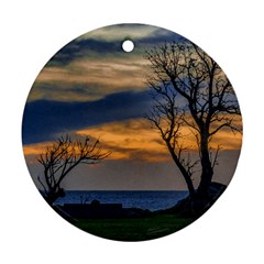 Sunset Scene At Waterfront Boardwalk, Montevideo Uruguay Ornament (round) by dflcprints