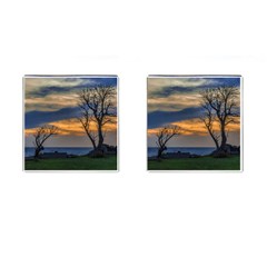 Sunset Scene At Waterfront Boardwalk, Montevideo Uruguay Cufflinks (square) by dflcprints