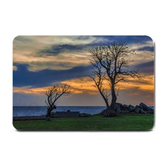 Sunset Scene At Waterfront Boardwalk, Montevideo Uruguay Small Doormat  by dflcprints