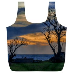 Sunset Scene At Waterfront Boardwalk, Montevideo Uruguay Full Print Recycle Bag (xl) by dflcprints