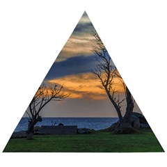 Sunset Scene At Waterfront Boardwalk, Montevideo Uruguay Wooden Puzzle Triangle by dflcprints