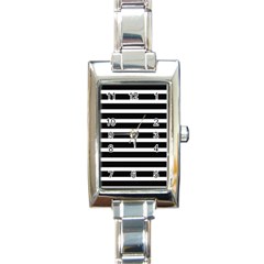 Black & White Stripes Rectangle Italian Charm Watch by anthromahe