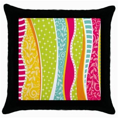 Abstract Lines Throw Pillow Case (black) by designsbymallika
