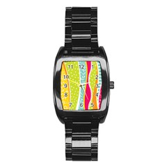 Abstract Lines Stainless Steel Barrel Watch by designsbymallika