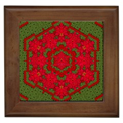 Bloom In Yule  Mandala Season Colors Framed Tile by pepitasart