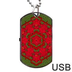 Bloom In Yule  Mandala Season Colors Dog Tag Usb Flash (two Sides) by pepitasart