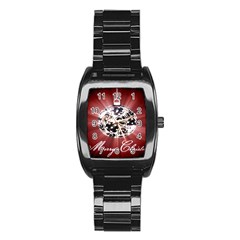 Merry Christmas Ornamental Stainless Steel Barrel Watch by christmastore