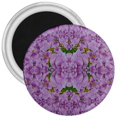 Fauna Flowers In Gold And Fern Ornate 3  Magnets
