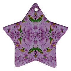 Fauna Flowers In Gold And Fern Ornate Star Ornament (Two Sides)