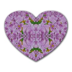 Fauna Flowers In Gold And Fern Ornate Heart Mousepads