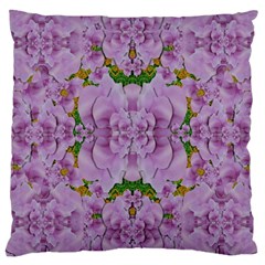 Fauna Flowers In Gold And Fern Ornate Large Cushion Case (One Side)