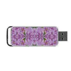 Fauna Flowers In Gold And Fern Ornate Portable USB Flash (One Side)