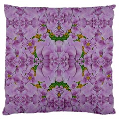 Fauna Flowers In Gold And Fern Ornate Standard Flano Cushion Case (one Side) by pepitasart