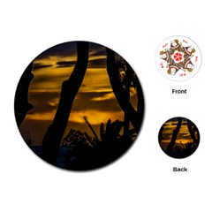 Silhouette Sunset Landscape Scene, Montevideo   Uruguay Playing Cards Single Design (round) by dflcprints