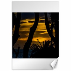 Silhouette Sunset Landscape Scene, Montevideo   Uruguay Canvas 12  X 18  by dflcprints
