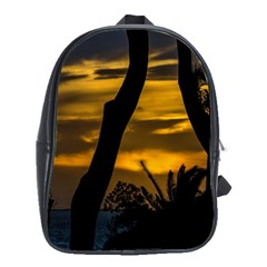 Silhouette Sunset Landscape Scene, Montevideo   Uruguay School Bag (large) by dflcprints