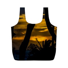 Silhouette Sunset Landscape Scene, Montevideo   Uruguay Full Print Recycle Bag (m) by dflcprints